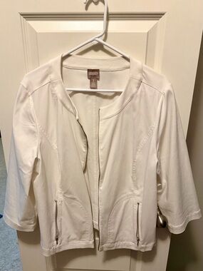 Chico's White Zip-Front Blazer Jacket